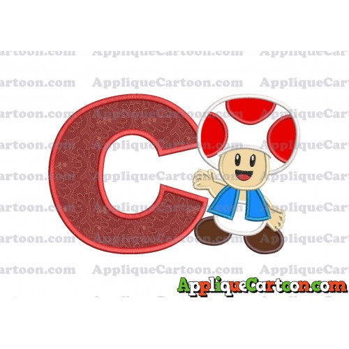 Toad Super Mario Applique Embroidery Design With Alphabet C