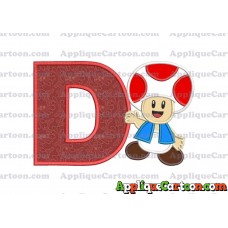 Toad Super Mario Applique Embroidery Design With Alphabet D