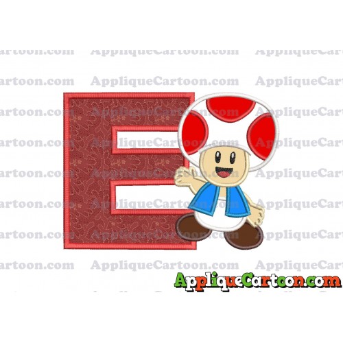 Toad Super Mario Applique Embroidery Design With Alphabet E