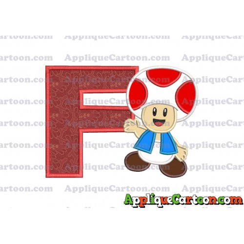 Toad Super Mario Applique Embroidery Design With Alphabet F