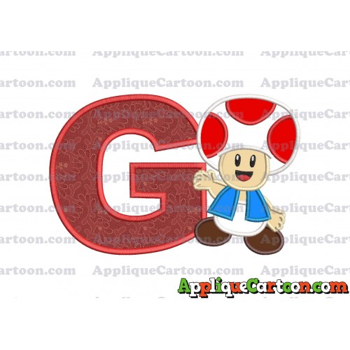 Toad Super Mario Applique Embroidery Design With Alphabet G