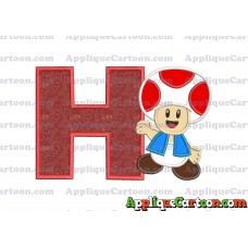 Toad Super Mario Applique Embroidery Design With Alphabet H