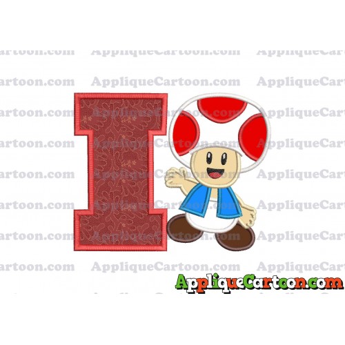 Toad Super Mario Applique Embroidery Design With Alphabet I