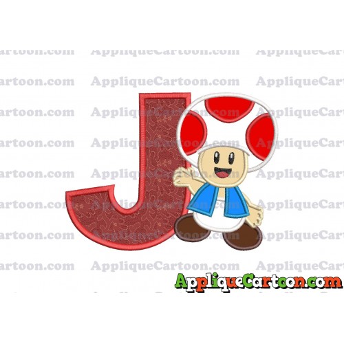 Toad Super Mario Applique Embroidery Design With Alphabet J