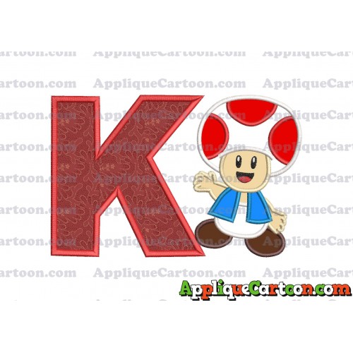 Toad Super Mario Applique Embroidery Design With Alphabet K