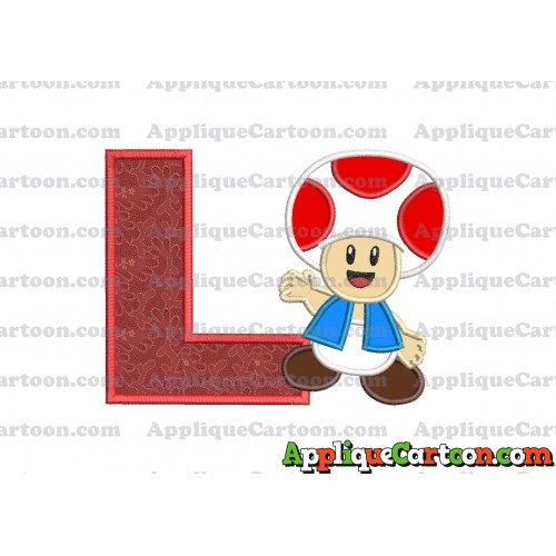 Toad Super Mario Applique Embroidery Design With Alphabet L