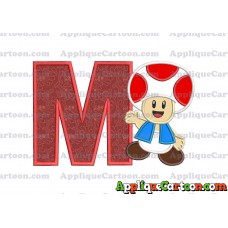 Toad Super Mario Applique Embroidery Design With Alphabet M