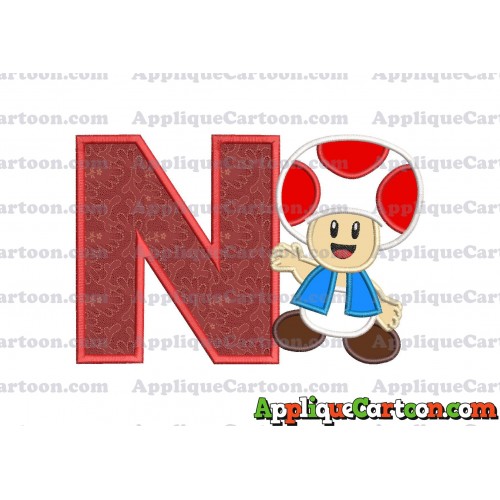 Toad Super Mario Applique Embroidery Design With Alphabet N