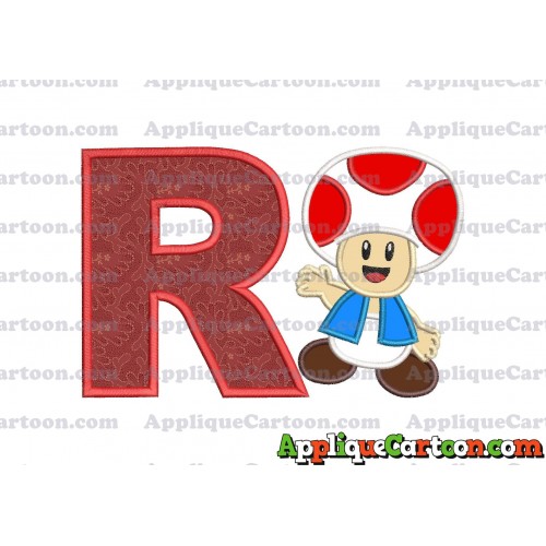 Toad Super Mario Applique Embroidery Design With Alphabet R