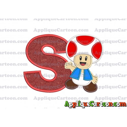 Toad Super Mario Applique Embroidery Design With Alphabet S