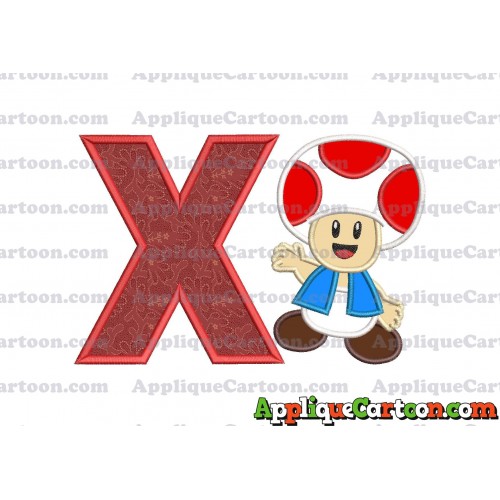 Toad Super Mario Applique Embroidery Design With Alphabet X
