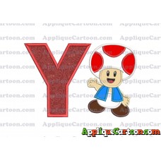 Toad Super Mario Applique Embroidery Design With Alphabet Y