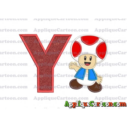 Toad Super Mario Applique Embroidery Design With Alphabet Y