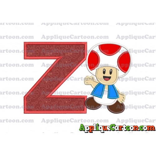 Toad Super Mario Applique Embroidery Design With Alphabet Z