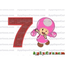 Toadette Super Mario Applique Embroidery Design Birthday Number 7