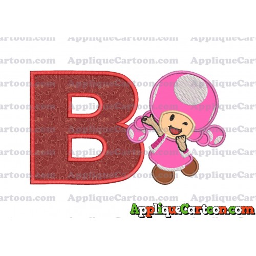 Toadette Super Mario Applique Embroidery Design With Alphabet B