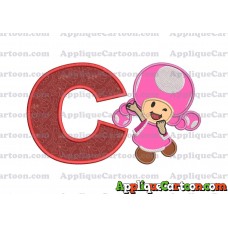 Toadette Super Mario Applique Embroidery Design With Alphabet C