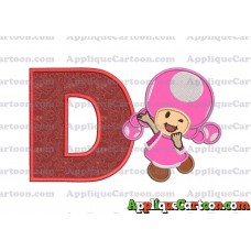 Toadette Super Mario Applique Embroidery Design With Alphabet D