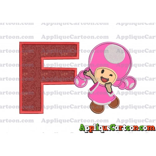 Toadette Super Mario Applique Embroidery Design With Alphabet F