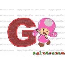 Toadette Super Mario Applique Embroidery Design With Alphabet G