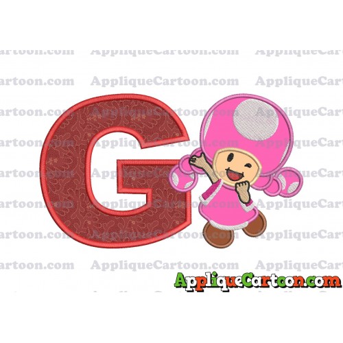 Toadette Super Mario Applique Embroidery Design With Alphabet G