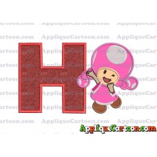 Toadette Super Mario Applique Embroidery Design With Alphabet H