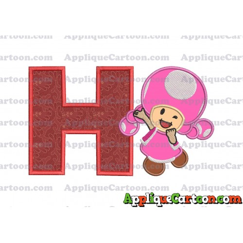 Toadette Super Mario Applique Embroidery Design With Alphabet H