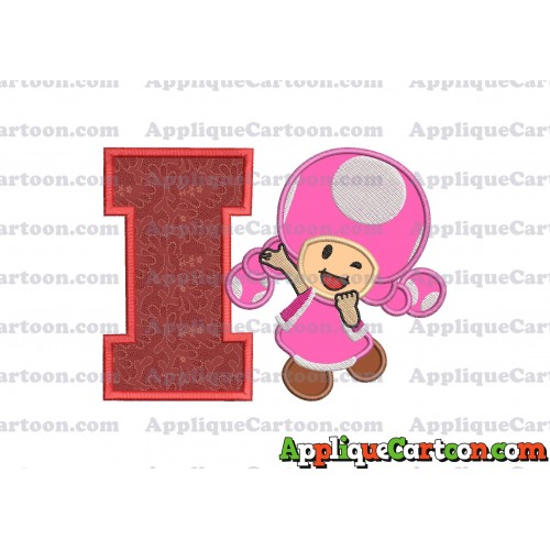 Toadette Super Mario Applique Embroidery Design With Alphabet I