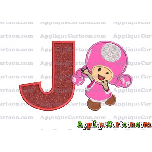 Toadette Super Mario Applique Embroidery Design With Alphabet J