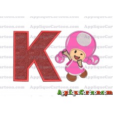 Toadette Super Mario Applique Embroidery Design With Alphabet K