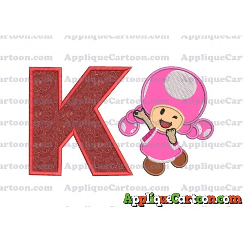 Toadette Super Mario Applique Embroidery Design With Alphabet K