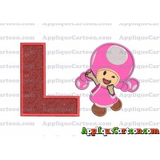 Toadette Super Mario Applique Embroidery Design With Alphabet L