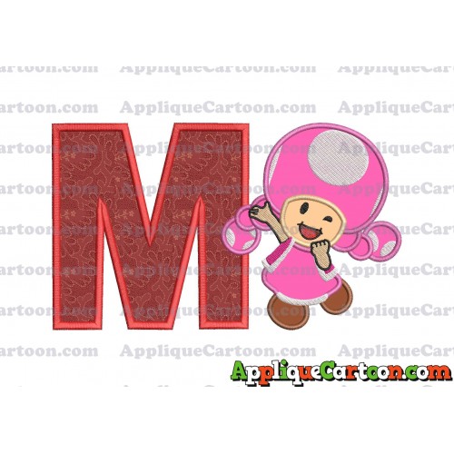 Toadette Super Mario Applique Embroidery Design With Alphabet M