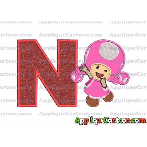 Toadette Super Mario Applique Embroidery Design With Alphabet N