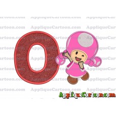 Toadette Super Mario Applique Embroidery Design With Alphabet O