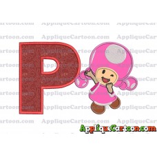 Toadette Super Mario Applique Embroidery Design With Alphabet P