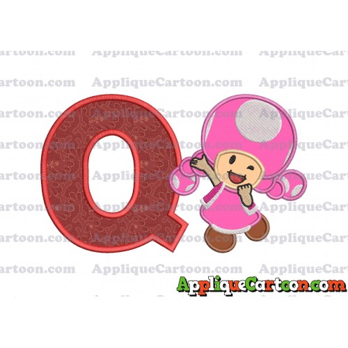 Toadette Super Mario Applique Embroidery Design With Alphabet Q