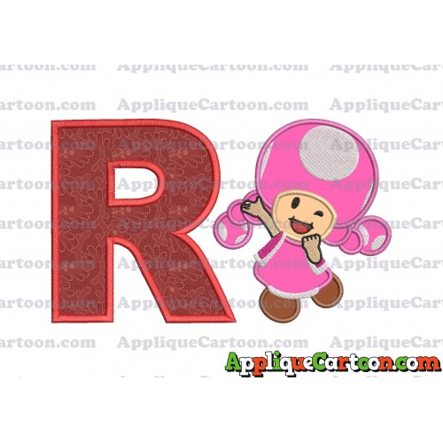 Toadette Super Mario Applique Embroidery Design With Alphabet R
