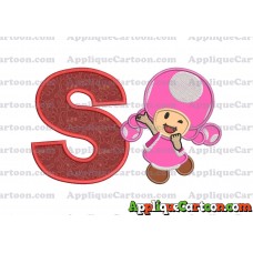 Toadette Super Mario Applique Embroidery Design With Alphabet S