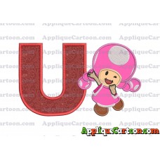 Toadette Super Mario Applique Embroidery Design With Alphabet U