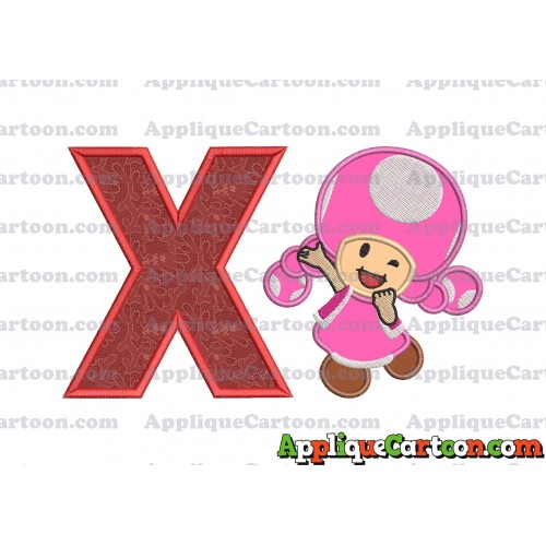 Toadette Super Mario Applique Embroidery Design With Alphabet X