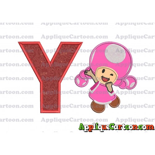 Toadette Super Mario Applique Embroidery Design With Alphabet Y