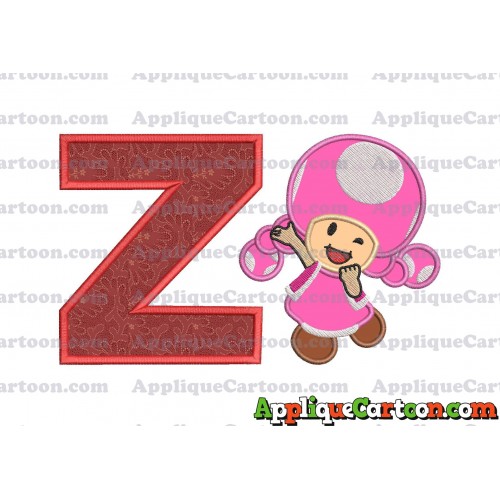 Toadette Super Mario Applique Embroidery Design With Alphabet Z