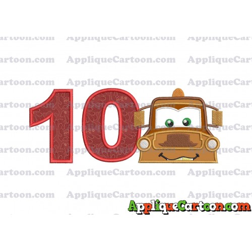 Tow Mater Applique 01 Embroidery Design Birthday Number 10