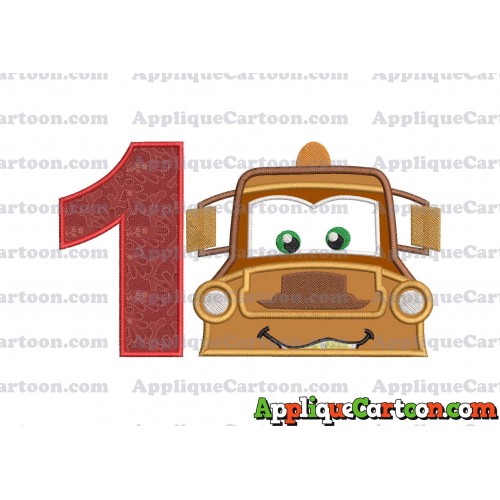 Tow Mater Applique 01 Embroidery Design Birthday Number 1