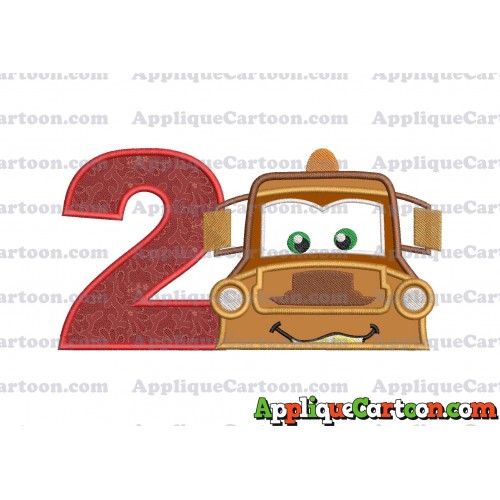 Tow Mater Applique 01 Embroidery Design Birthday Number 2