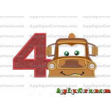 Tow Mater Applique 01 Embroidery Design Birthday Number 4