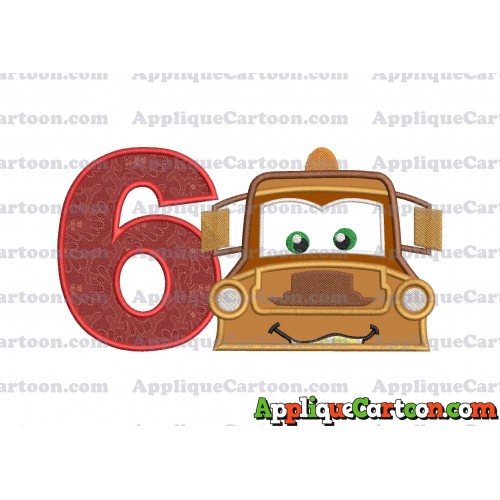 Tow Mater Applique 01 Embroidery Design Birthday Number 6