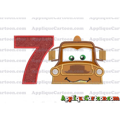 Tow Mater Applique 01 Embroidery Design Birthday Number 7