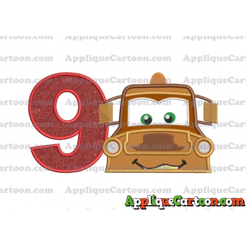 Tow Mater Applique 01 Embroidery Design Birthday Number 9